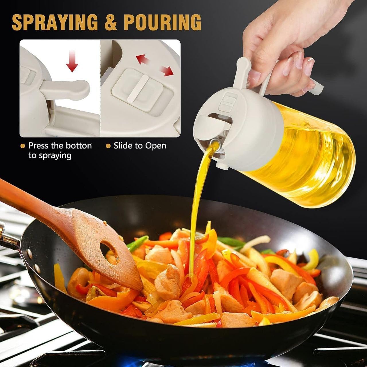 Glass Oil Sprayer And Dispenser Bottle For Kitchen